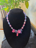 Pink and Blue  glass necklace