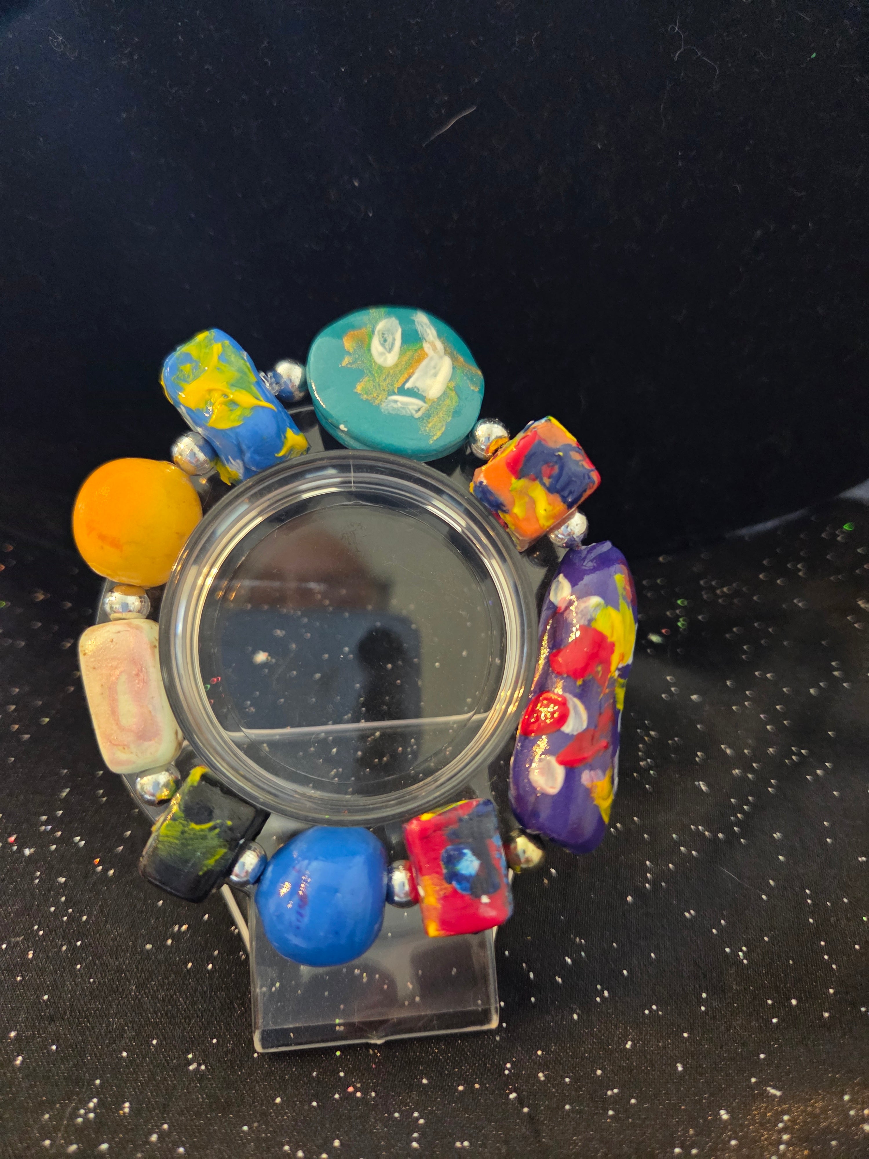 Colorful Clay and oainted Beaded Bracelet
