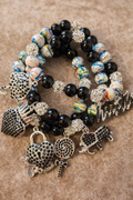 Black & Silver Charm Bracelet Stack