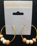 Gold Hoop Earrings with Wood Beads