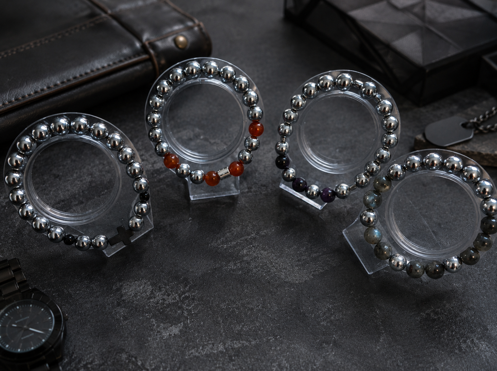 Hematite & Carnelian Mixed Bead Bracelet