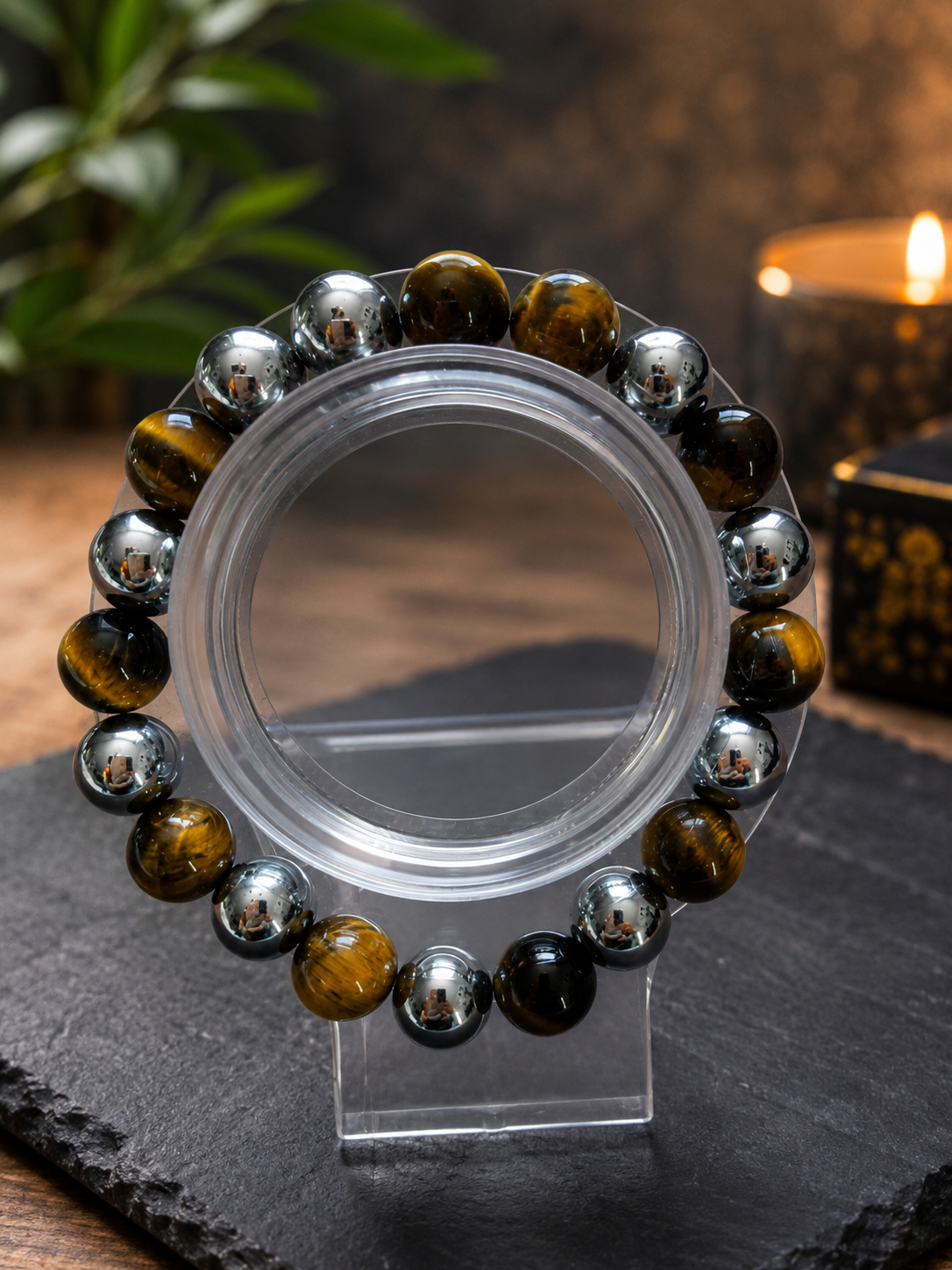 Tiger's Eye & Hematite Beaded Bracelet
