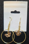 Gold Butterfly Hoop Earrings