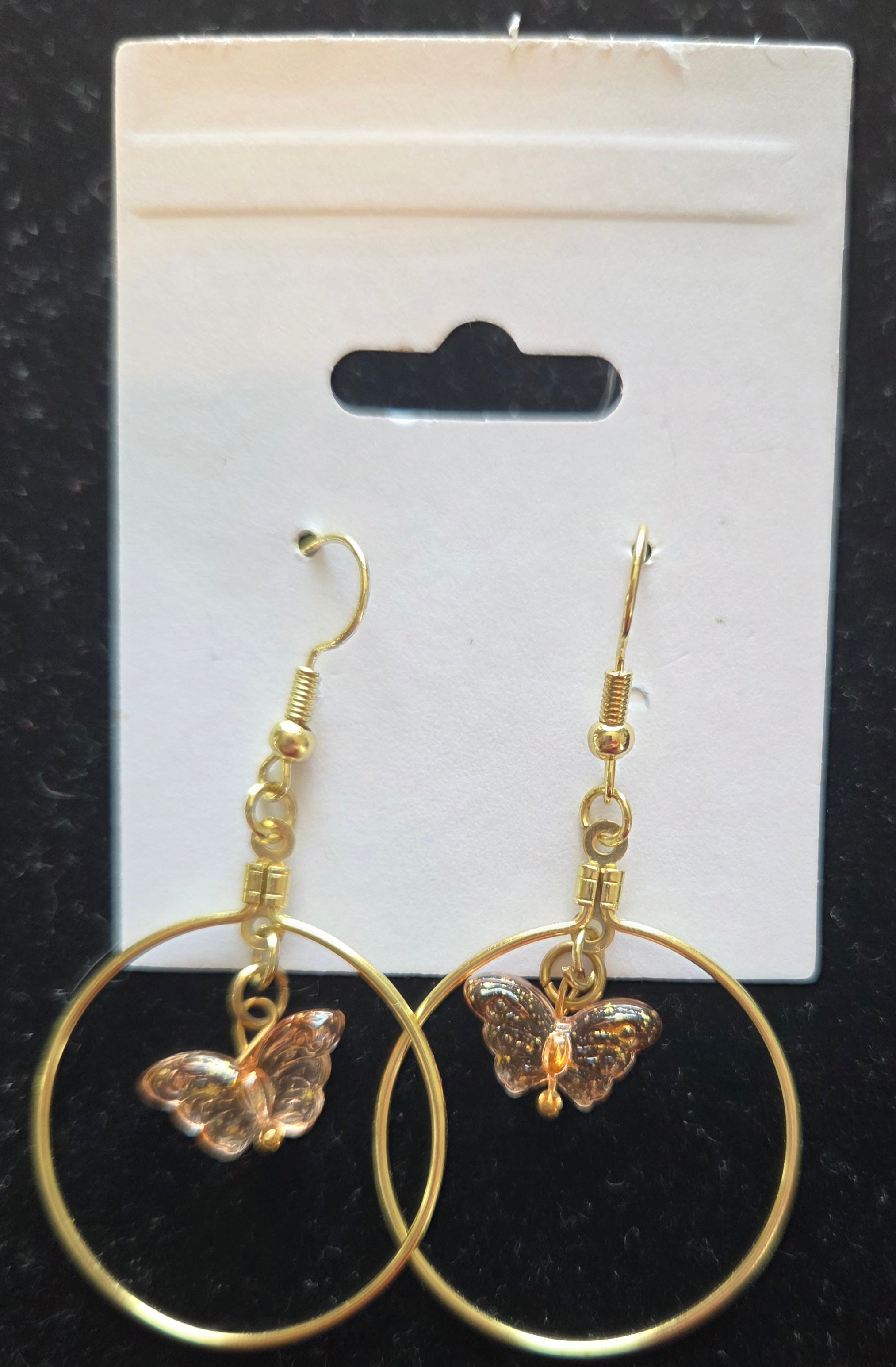 Gold Butterfly Hoop Earrings