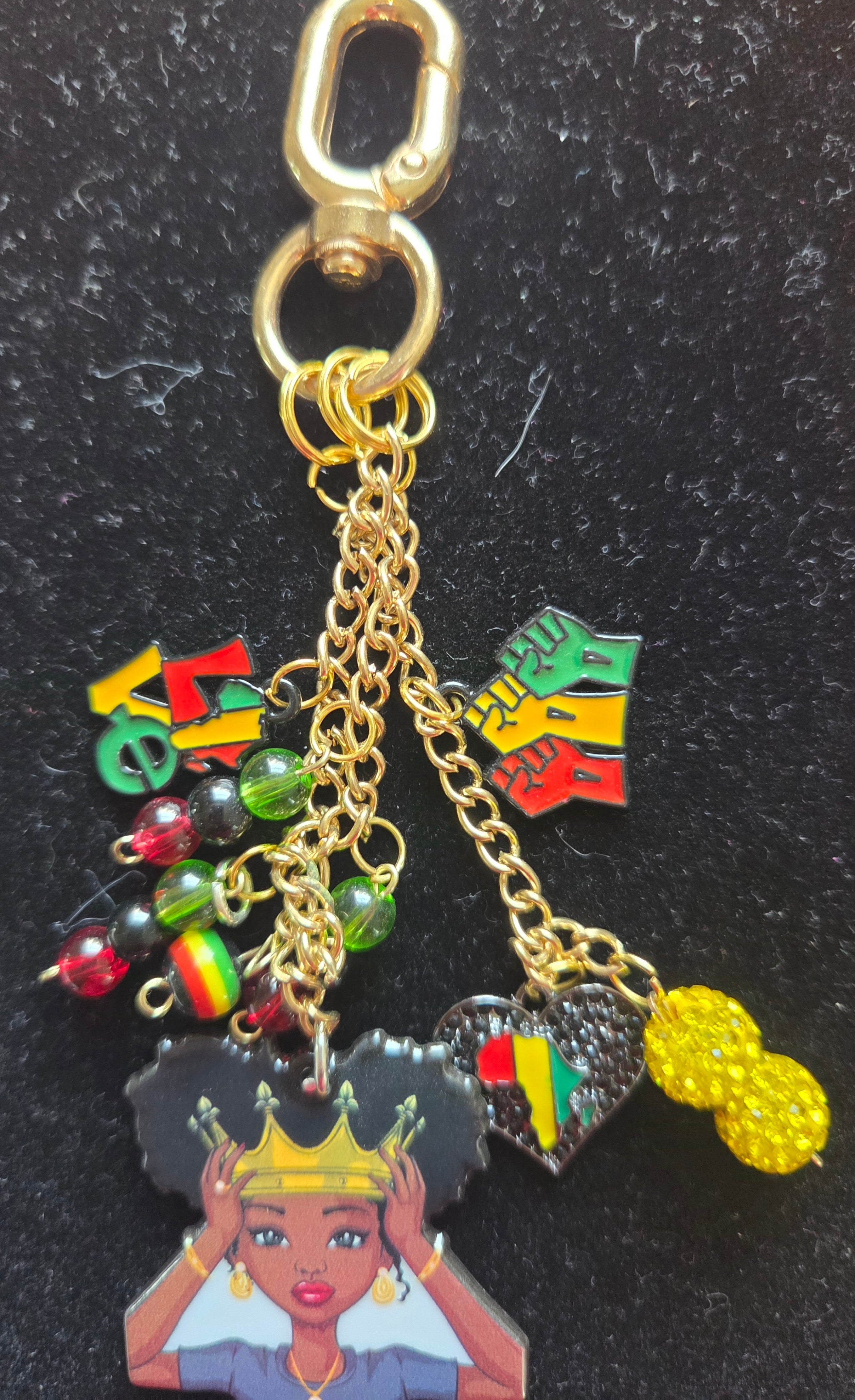 Queen Afro Cultural Charm Keychain