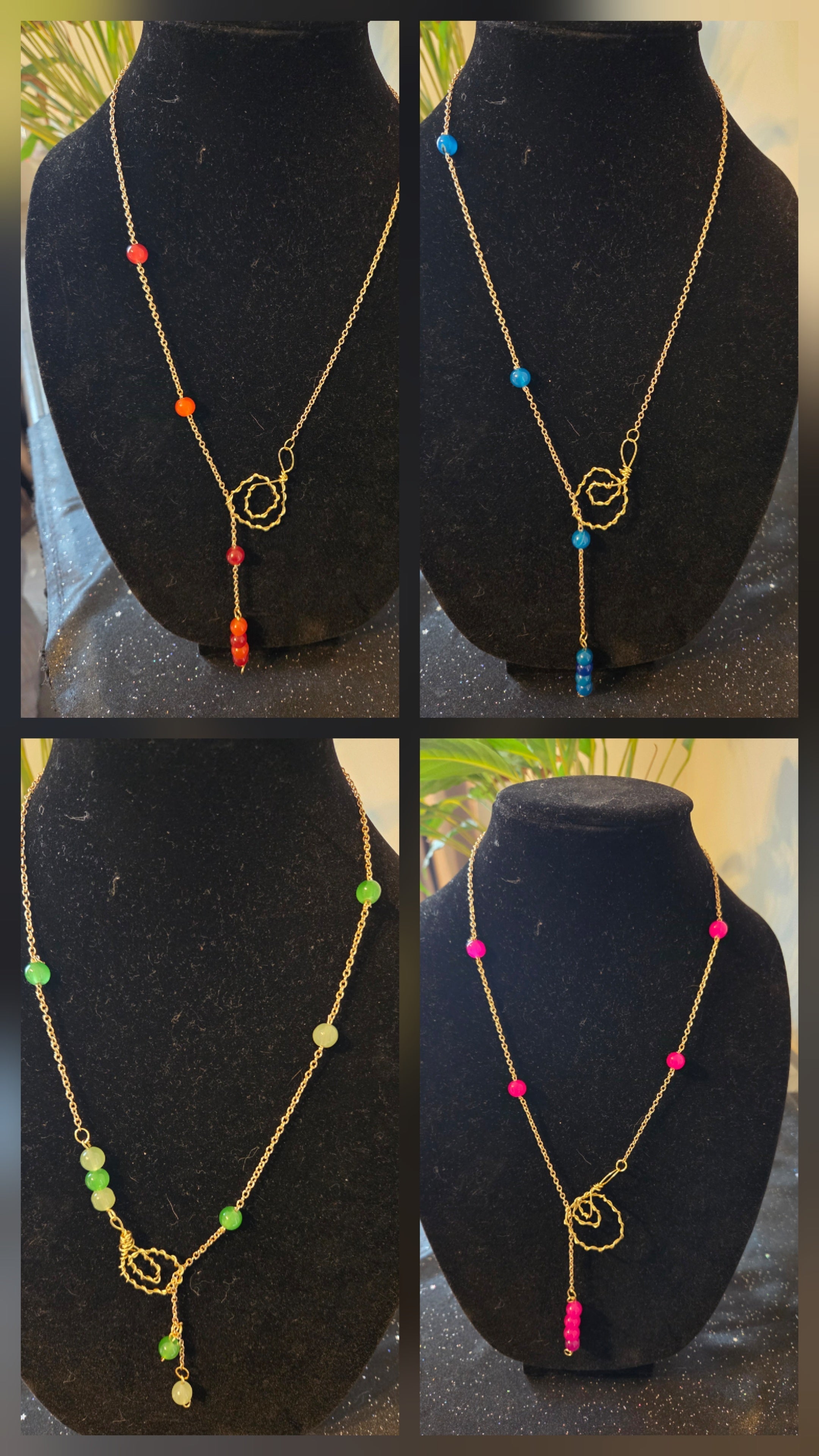 Gold Rose Lariat Necklace