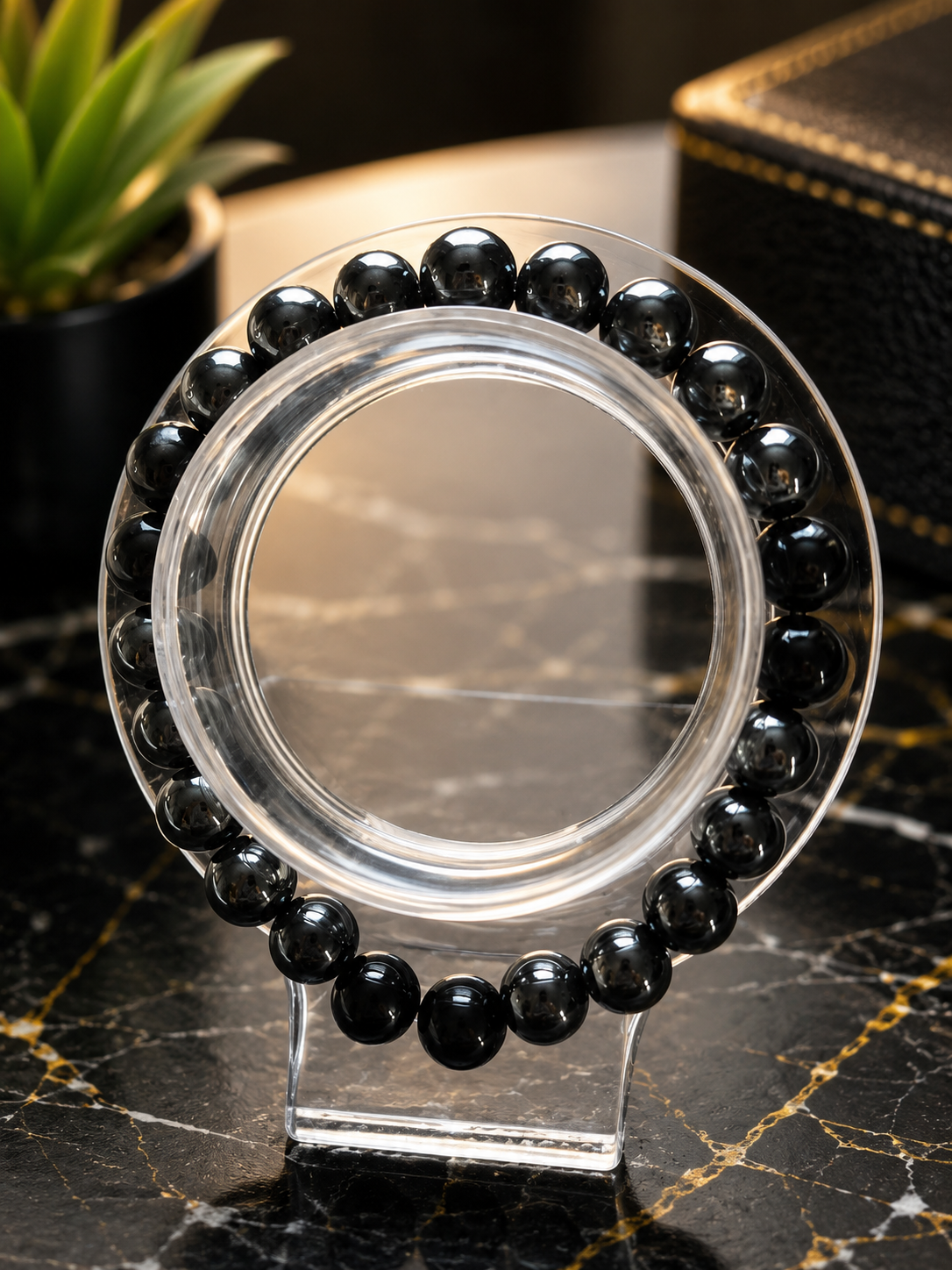 Black Obsidian Beaded Bracelet